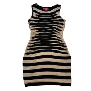 Betsey Johnson Black and Cream Striped Mini Dress (10)